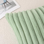 Pallene Faux Fur Plush Throw Pillow Covers 22x22 Set of 2, Luxury Soft Fluffy Striped Decorative Pillow Covers for Sofa, Couch, Living Room, Sage Green
