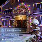 180 LED 59ft Christmas String Lights Indoor Outdoor, 8 Modes Christmas Fairy Lights with Timer & Momory, IP44 Waterproof Christmas Tree Lights for Xmas Patio Yard Fence Balcony Garden (Multicolor)