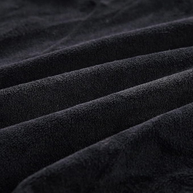 WERDIM Shaggy Fluffy Faux Fur Pillowcases 2 Pack Button Closure Velvet Pillow Shams Standard/Queen Size (Black, 20 X 26 Inches)