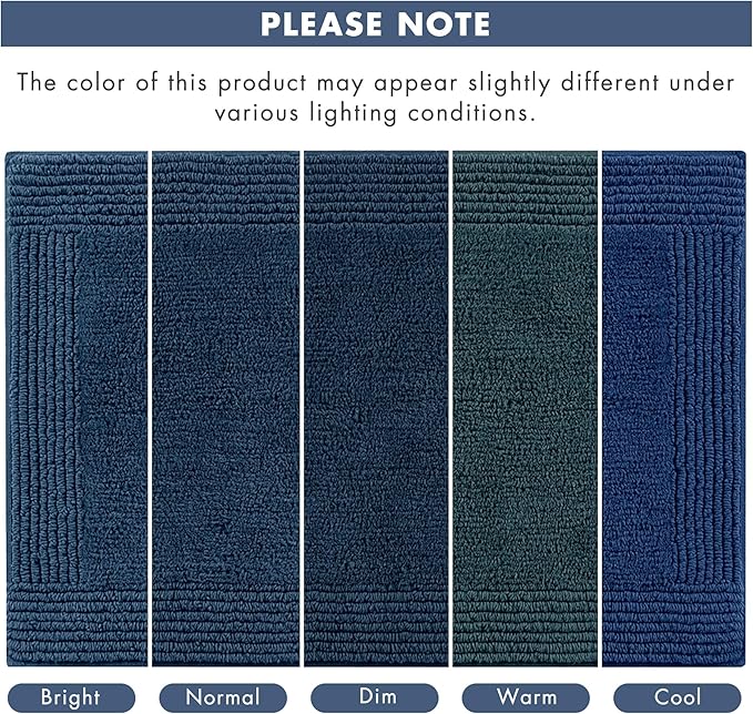 Madison Park Splendor Reversible 100% Cotton Tufted Bathroom Rug-3000 GSM Hotel Quality Luxurious Plush Medium Pile Bath Mat Absorbent, Quick Dry, Shower Room Décor, 17x24 Navy