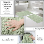 8-Piece Light Green Bathroom Set - Resin Bathroom Accessories Sets Complete with Shower Curtain and Rugs, Soap Dispenser, Toothbrush Holder, Tumbler & Vanity Organizer