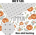 MEHOFOND 4pcs Hello Pumpkin Floral Shower Curtain Set,Fall Eucalyptus Leaves Pink Flower Shower Curtain Sets,Autumn Thanksgiving Festival Holiday Bathroom Bath Decor Curtains with Hooks 72 x72Inch