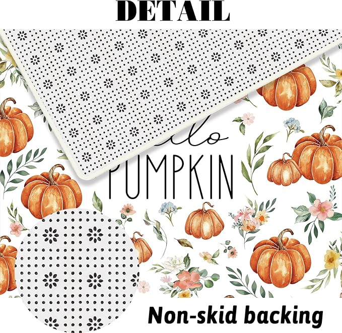 MEHOFOND 4pcs Hello Pumpkin Floral Shower Curtain Set,Fall Eucalyptus Leaves Pink Flower Shower Curtain Sets,Autumn Thanksgiving Festival Holiday Bathroom Bath Decor Curtains with Hooks 72 x72Inch