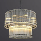 37" Modern Black Round Chandeliers, 3-Tier 16-Light Water Ripple Crystal Glass Chandelier, for Living Room, Foyer, High Ceiling Staircase, Dining Room, Luxury Adjustable Hanging Chandelier