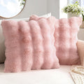 MIULEE Pack of 2 Decorative Pillow Covers Thick Soft Plush Faux Fur Throw Pillows Luxury Home Decor for Couch Bedroom Living Room Sofa,20x20 Inch Light Pink