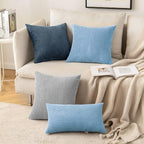 MIULEE Winter Pack of 2 Corduroy Pillow Covers Soft Soild Cushion Cases Decorative Square Throw Pillow Covers Baby Boy Blue Pillowcases for Sofa Bedroom Car 18 x 18 Inch 45 x 45 Cm