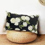 Decorative Throw Pillow Covers Set of 2 Black Hydrangea Pillow Covers 12x20 inch Super Soft Short Plush Square Floral Throw Pillows,Farmhouse Outdoor Pillow Covers for Couch Living Room