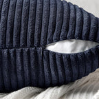 MIULEE Dark Blue Corduroy Pillow Covers Pack of 2 Boho Decorative Spliced Throw Pillow Covers Soft Solid Couch Pillowcases Cross Patchwork Textured Cushion Covers for Living Room Bed Sofa 12x20 inch