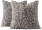 MIULEE Pack of 2 Throw Pillow Covers 18x18 Inch Neutral Gray Faux Fur Decorative Sherpa Pillow Covers Fuzzy Accent Soft Sheepskin Fleece Cushion Cases for Boho Home Decor Couch Living Room Bed
