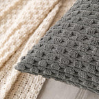 MIULEE Pack of 2 Decorative Throw Pillow Covers 24x24 Inch Soft Boho Striped Textured Corduroy Pillow Covers Modern Farmhouse Home Decor for Couch Bed Sofa Living Room Dark Grey