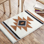 Bathroom Rugs White Boho Bath Mat Non Slip, Soft Absorbent Washable Bath Rug Floor Mat for Bathroom Shower Tub Modern Decor, 20x32