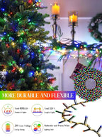 800 LED Christmas Slow Twinkle Cluster Lights, Firecracker Fairy Lights Plug in with 15 Modes & Timer Function, 33FT Waterproof String Lights for Indoor Outdoor Tree Christmas Decorations, Multicolor