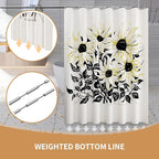 LaCyan Shower Curtain with 12 Hooks Waterproof Curtain for Bathroom Modern Art Floral Polyester Fabric Abstract Shower Curtains 72x72 Sunflower