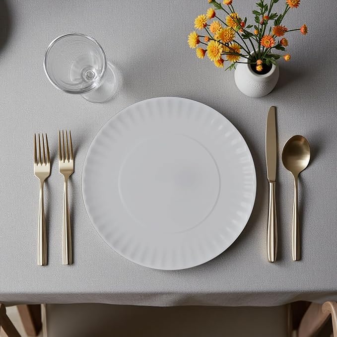 TP Melamine Plates Set of 8, 8-Inch Lightweight Reusable Plates for Picnic, Party, BBQ & Camping, Dishwasher Safe Tableware for Salads, Appetizers & Desserts, Grey