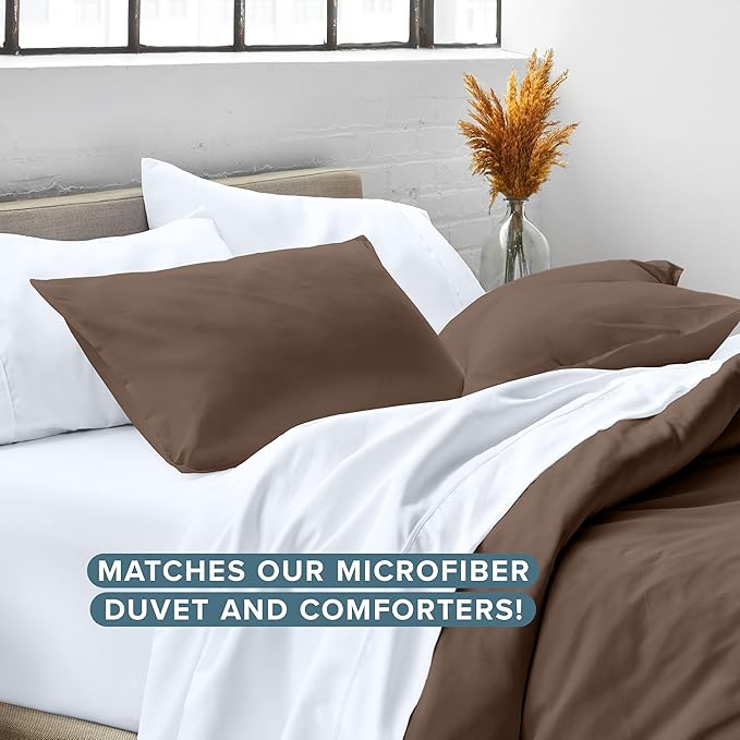 Bare Home King Pillow Sham Covers - Set of 2 - Premium 1800 Ultra-Soft Microfiber - Double Brushed - Bed Pillow Shams - Pillows Not Included (Set of 2, Cocoa)