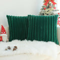JOJUSIS Pack of 2 Faux Fur Plush Decorative Throw Pillow Covers Couch Cushion Case Soft Pillowcases (Dark Green, 16 x 16-Inch)