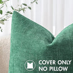 MIULEE Pack of 2 Christmas Decorative Throw Pillow Covers Soft Chenille Throw Pillows Solid Textured Cushion Covers for Couch Sofa Bedroom Living Room 18x18 Inch, Dark Green