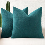 MIULEE 20x20 Inch Decorative Pillow Covers for Couch Bed Set of 2 Textured Boucle Neutral Winter Throw Pillows Teal Blue Accent Solid Cushion Pillowcases Sofa Livingroom Home Decor