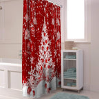 Vandarllin Red Christmas Shower Curtain, White Xmas Tree Snowflakes Red Balls Shower Curtains Set with Hooks, Winter Waterproof Fabric Bathroom Curtains Decor Home Accessories, 60 X 72 Inch Long