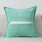 HAUSSY Turquoise Large Decorative Throw Pillow Covers 26x26 Inch Set of 2,Soft Solid Corduroy Striped Cushion Case,Square Euro Pillow Shams,Winter Home Decorations for Couch,Bed