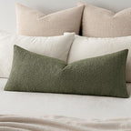 MIULEE Textured Boucle Throw Pillow Cover Olive Green Accent Solid Lumbar Pillow Case Decorative Soft Pack of 1 Couch Cushion Chair Sofa Bedroom Livingroom Home Decor,36x14 Inch