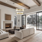 Modern Crystal Chandeliers, Double Tier 32"+24" Large High Ceiling Chandelier. Elegant Crystal Chandelier Hangs from The Ceiling of The Living Room, Stairwell, and Foyer.