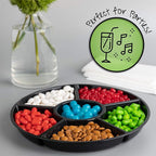 Plasticpro 6 Sectional Round Plastic Serving Tray/Platter (8, Black)