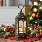 Christmas Snow Globe Lantern Lighted Holiday Village Church with Music& Timer, USB Lined/Battery Operated Lighted Lantern for Christmas Festival Decoration Gifts