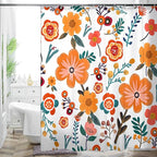 Bohemian Bathroom Curtain Colorful Boho Floral Print Beautiful Bright Polyester Fabric Cloth Shower Curtain for Bathroom Decoration, 72"x72"