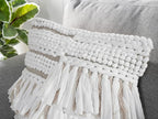 GRUHUM Throw Pillow Covers 18x18-Set of 2 Boho Decorative Handwoven Fancy Tufted Cushion Case for Living Room Bedroom Sofa Couch Farmhouse Car Home Decor Cotton Comfy Square Modern 18x18 inch, White