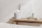 Essentra Home White Marble Square Tissue Box Cover - Blanc Collection