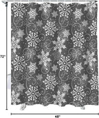 Vandarllin Christmas Shower Curtain, Grey White Snowflakes Pattern Shower Curtains Set with Hooks, Winter Waterproof Fabric Bathroom Curtains Decor Home Accessories,Stall 48 X 72 Inch