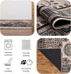 Keen Home Design 2x12 Rug - Machine Washable Runner Rug with Non-Slip Backing, Ideal for Hallway, Entryway, Kitchen, Laundry Room - Vintage, Easy Clean, Durable, Low Pile - (2'6" x 12')