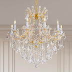 Modern Crystal Chandeliers, Gold Candle Chandelier -Luxury Chandelier Lighting Fixtures for Dining Room, Foyer, Staircase Hallway Living Room Entryway, 10 Lights