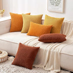 MIULEE Burnt Orange Throw Pillow Covers Soft Corduroy Decorative Set of 2 Boho Striped Pillowcases Farmhouse Home Decor for Thanksgiving Couch Bed Sofa Living Room 12x20 Inch