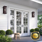 15" Motion Sensor Outdoor Lights, 2 Pack Large Bronze Outdoor Light Fixture, 3 Lighting Modes Waterproof Anti-Rust Wall Sconces, Exterior Lighting Fixtures for Front Door, Porch, Garage