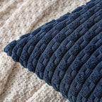 MIULEE Pack of 2 Decorative Throw Pillow Covers 20x20 Inch Soft Boho Striped Textured Corduroy Pillow Covers Modern Farmhouse Home Decor for Couch Bed Sofa Living Room Navy Blue