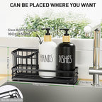 Moforoco Kitchen Dish Soap Dispenser Set, 16OZ Glass Bottle, Hand and Dish Soap Dispenser Set, Instant Dry Tray, Non-Slip Silicone Pad, Brush Holder with Sponge Holder, Kitchen Decor
