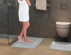Bathroom Rugs Set 2 Piece Light Grey Cotton Tufted Reversible Washable Bath Mats for Bathroom Floor| Quick Dry Bathroom Mat for Tub Spa Shower Toilet| Entry Way Door Mats|21x32 & 17x24 Inches