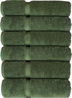 Luxury Hotel & Spa Collection, Quick Dry 100% Turkish Cotton 700 GSM, Eco Friendly Towel, for Bathroom, Gymand Kitchen Dobby Border Soft Hand Towel Set 16 X 30, Moss, Hand Towels - Set of 6