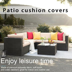 14 PCs Patio Cushion Covers for 7 PCs Outdoor Furniture Sectional Seating Sets Water Resistant Plus 2 Throw Pillows (Khaki, 23.6(L)*23.6(W)*4.33(T) inches)