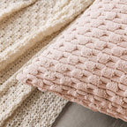 MIULEE Pack of 2 Decorative Throw Pillow Covers 18x18 Inch Soft Boho Striped Textured Corduroy Pillow Covers Modern Farmhouse Home Decor for Couch Bed Sofa Living Room Pink