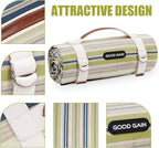 G GOOD GAIN Waterproof Picnic Blanket Portable with Carry Strap for Beach Mat or Family Outdoor Camping Party（Chartreuse）