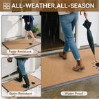Dirt Trapping Outdoor Welcome Mats, 31x47 Durable Non-Slip Door Mat Outside Entrance, Low Profile Easy Clean Doormat for Patio Porch Front Indoor Entryway, Brown
