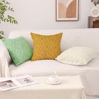 Pallene Sage Green Throw Pillow Covers 18x18 Set of 2, Soft Plush Faux Fur Decorative Couch Pillow Covers for Sofa Bed Living Room Pillow Cases with 3D Diamond Pattern