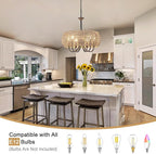 6-Light Rattan Chandelier Light Fixture, 18.11'' Wicker Chandelier Boho Kitchen Light Fixtures, Rattan Pendant Light Rustic Farmhouse Chandeliers for Dining Room Living Room Foyer