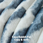 FUTEI Blue Decorative Throw Pillow Covers 22x22 Inch Set of 2, Soft Tie-Dye Faux Rabbit Fur Striped Texture Cushion Case, Modern Home Decor for Couch Bed Living Room