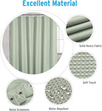 AmazerBath Sage Green Shower Curtain Fabric, Waffle Shower Curtain Cloth, Heavy Duty 240GSM, Hotel Quality Bathroom Shower Curtains, 72 x 72 Inches