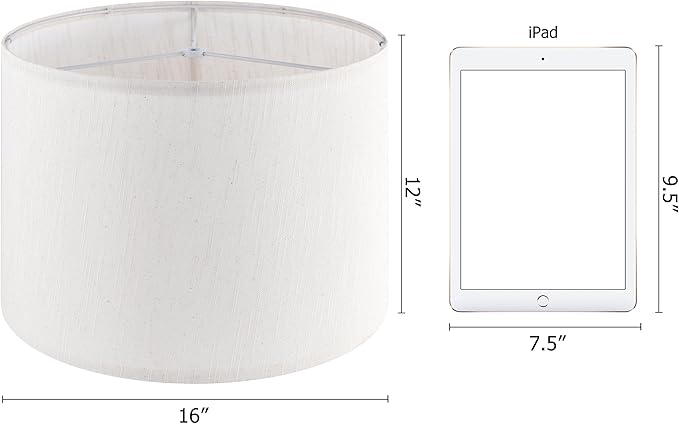 Beige Bamboo Knot Linen Textured Lamp Shades Set of 2 Large Drum Lamp Shade 16``Top x 16``Bottom x 12``High(Spider) Farmhouse Lampshade for Table Lamp & Bedside Lamp - Replacement Lampshade