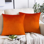 16x16 Set of 2 Burnt Orange Fall Throw Pillow Covers Decorative Thanksgiving Decor Autumn Rust Velvet Outdoor Couch Decorative Cushion Cases Home Decoration for Porch Patio Sofa Bedroom Car